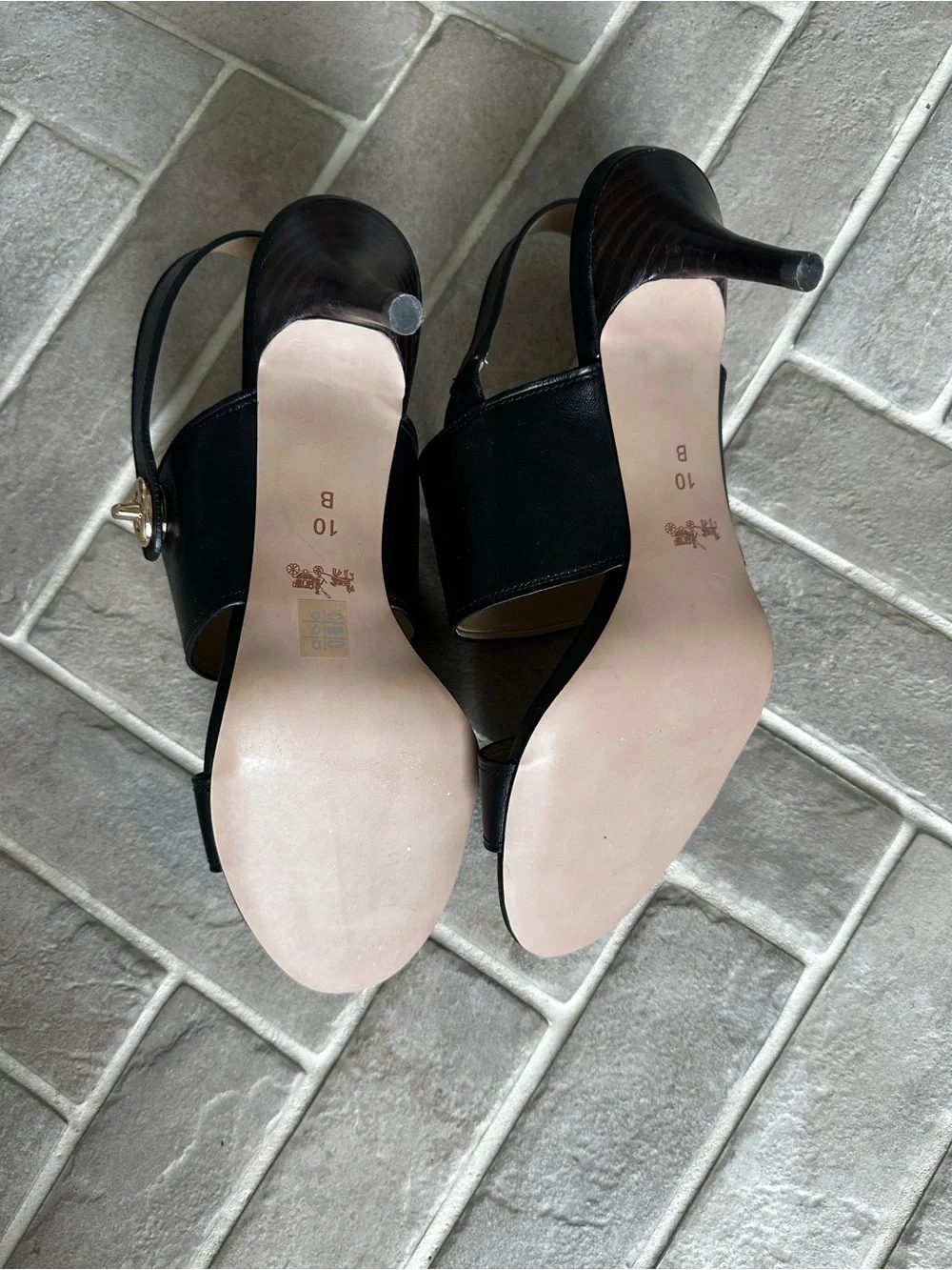 COACH Black Marla Leather Slingback Heeled Sandals Size 10 Never Worn